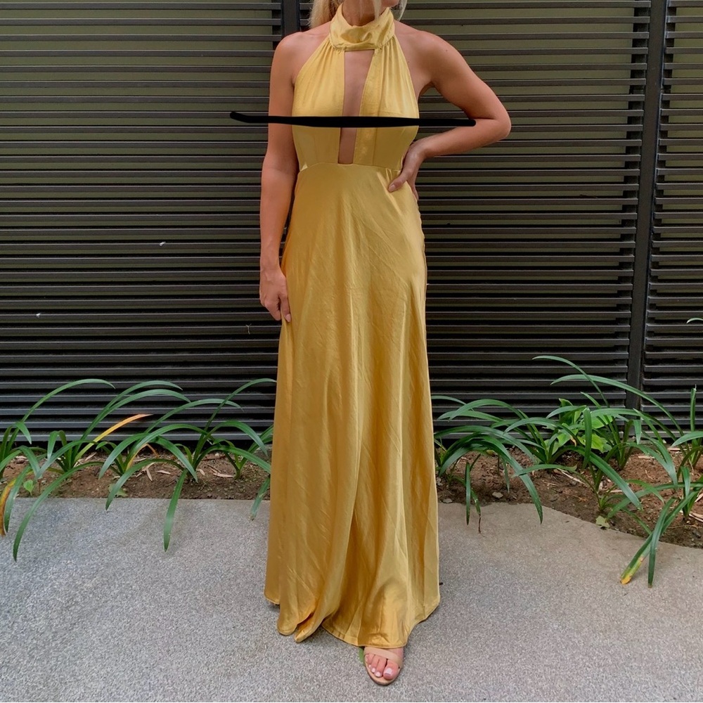 Nasty Gal Mustard Halter Maxi Dress